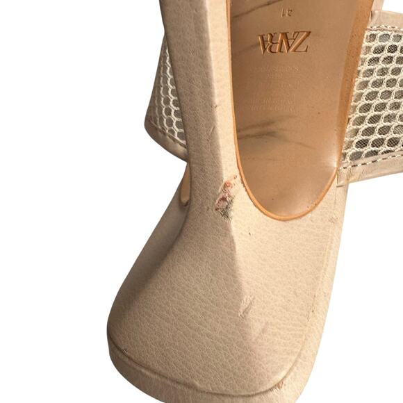 Zara Mesh Stiletto Mules Nude Cream Size 10 / 41 - Picture 12 of 14